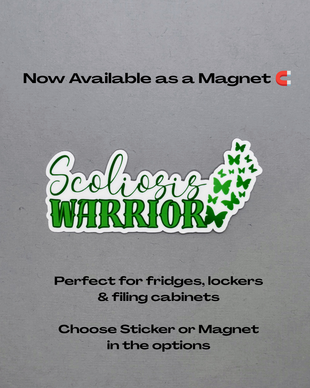Scoliosis Warrior with Butterflies Sticker or Magnet