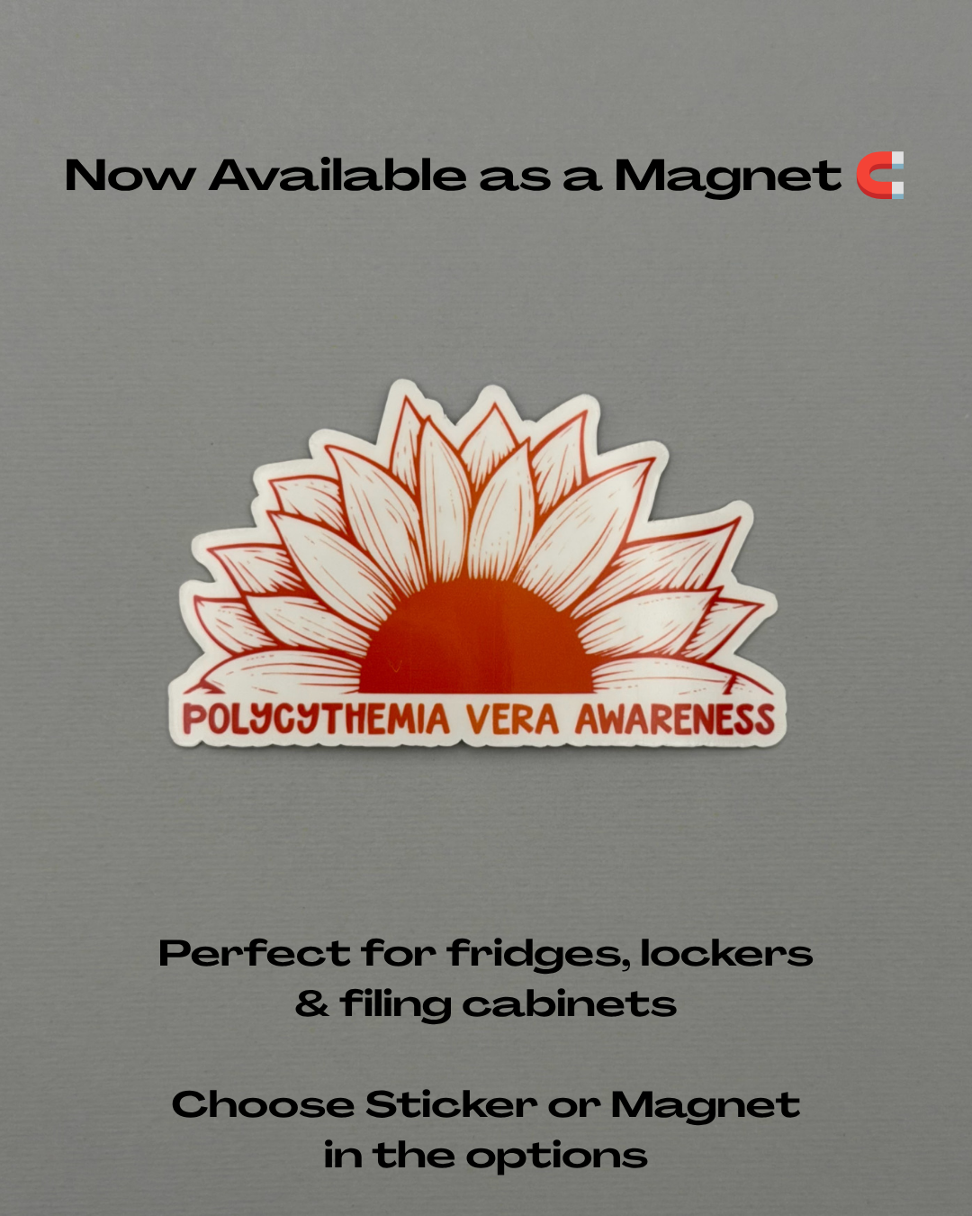 Polycythemia Vera Awareness Sunflower Sticker or Magnet | PV
