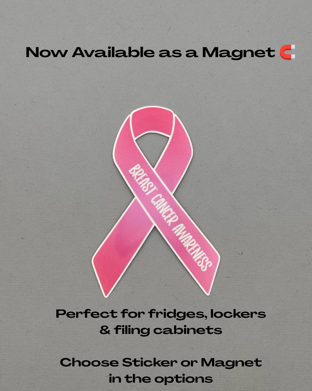Breast Cancer Awareness Ribbon Sticker or Magnet