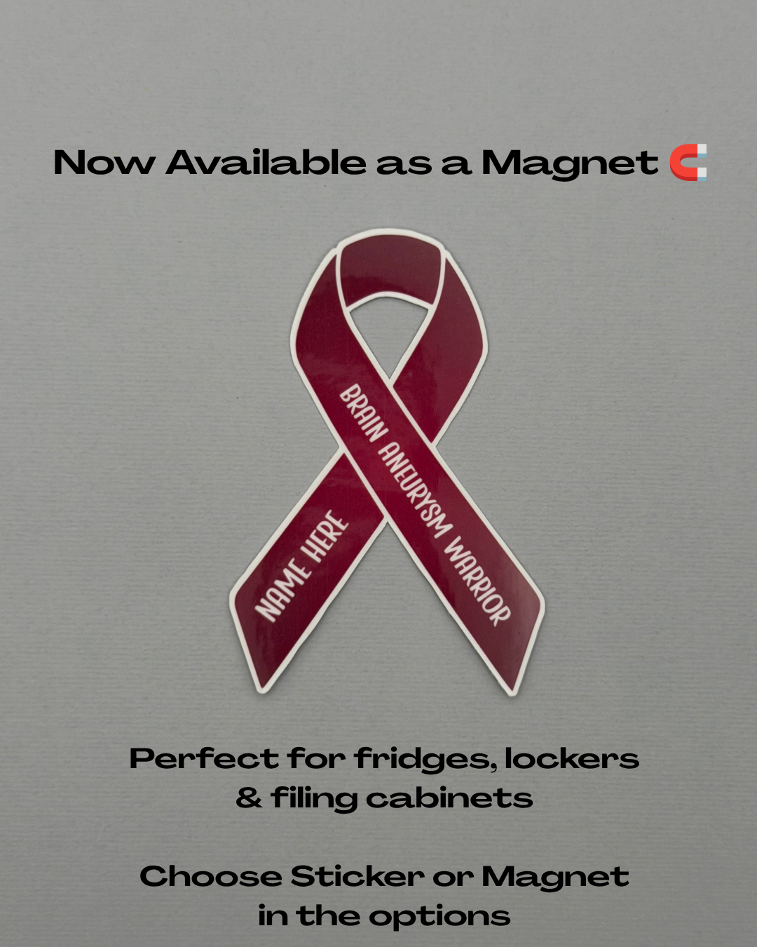 Brain Aneurysm Warrior Custom Ribbon Sticker or Magnet