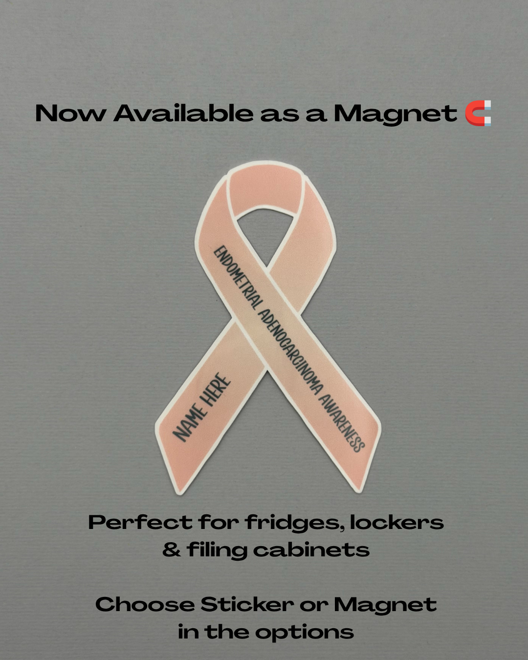 Endometrial Adenocarcinoma Awareness Custom Ribbon Sticker or Magnet