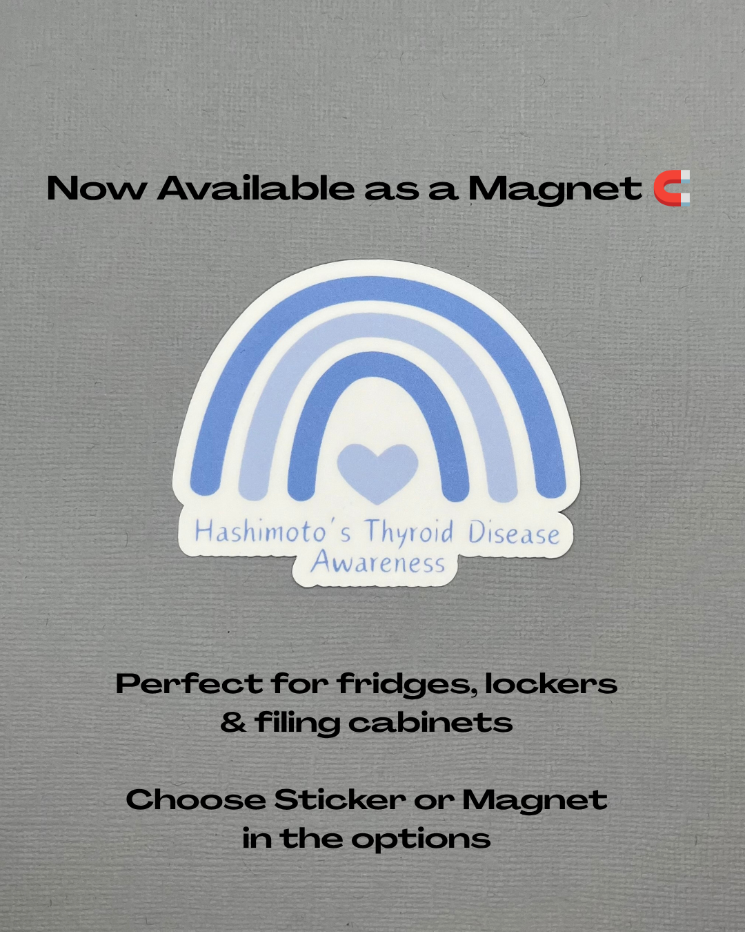 Hashimoto Thyroid Disease Blue Rainbow Sticker or Magnet