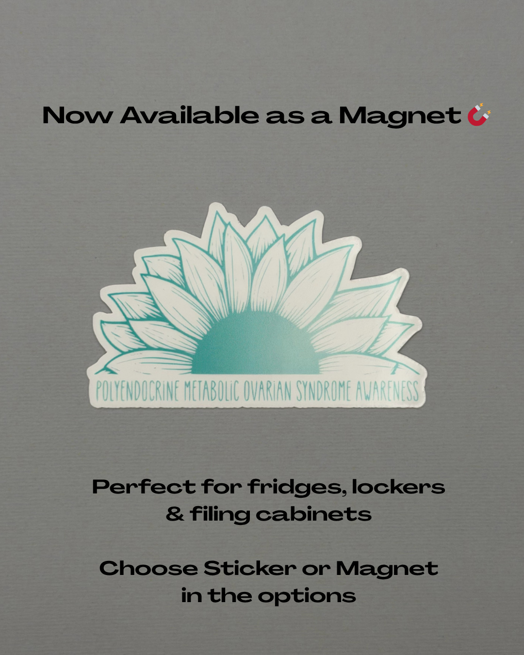 Polyendocrine Metabolic Ovarian Syndrome Awareness Sunflower Sticker or Magnet | PMOS