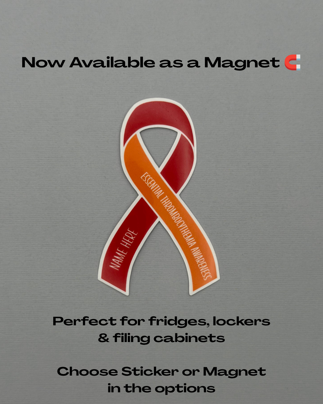 Essential Thrombocythemia Awareness Custom Ribbon Sticker or Magnet | ET
