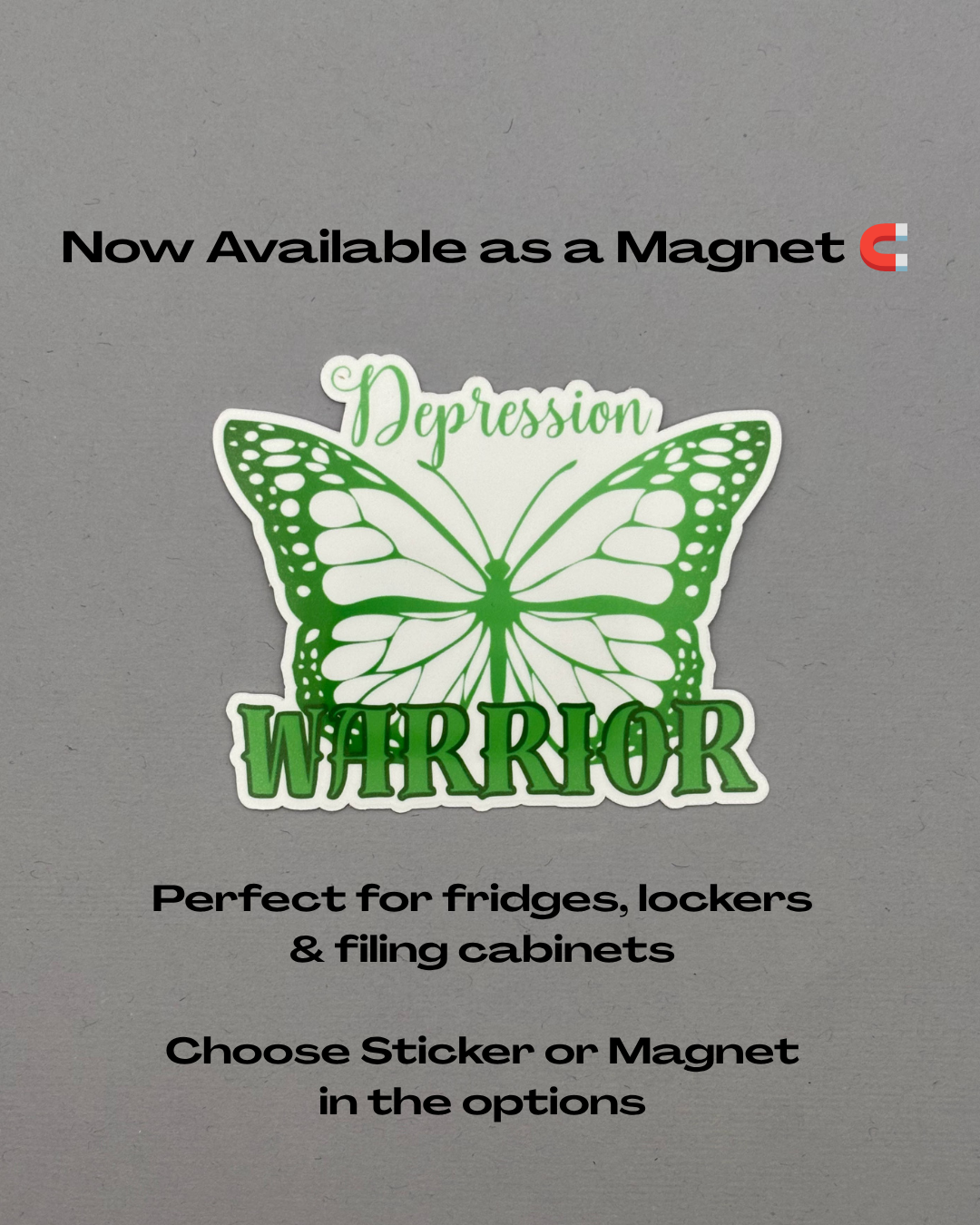 Depression Warrior Butterfly Sticker or Magnet