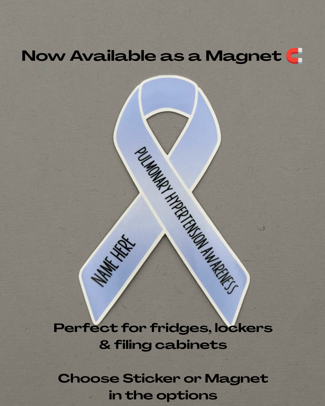 Pulmonary Hypertension Awareness Custom Ribbon Sticker or Magnet