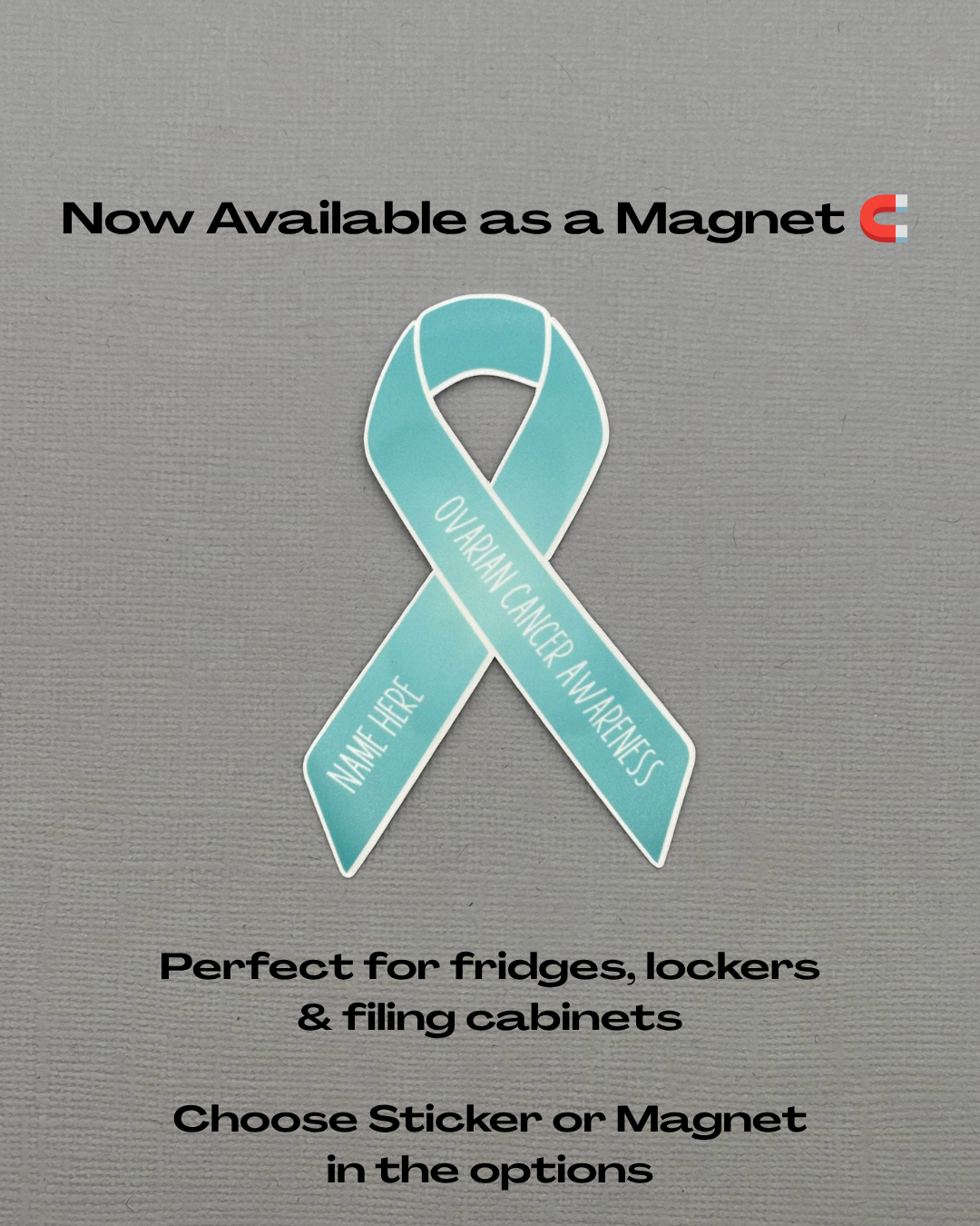 Ovarian Cancer Awareness Custom Ribbon Sticker or Magnet