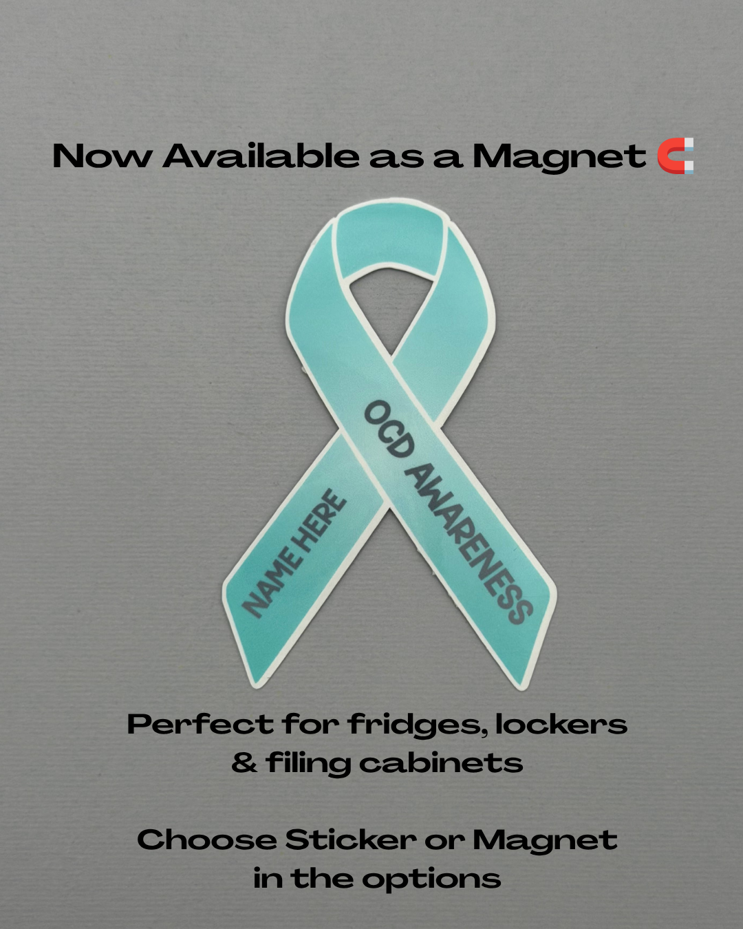OCD Awareness Custom Ribbon Sticker or Magnet | Obsessive-Compulsive Disorder