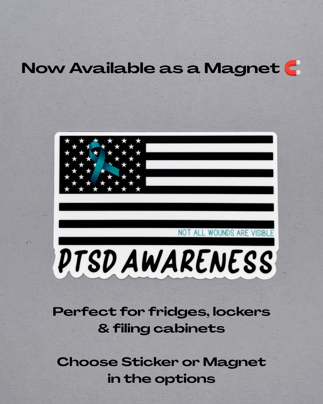 PTSD Awareness American Flag Sticker or Magnet