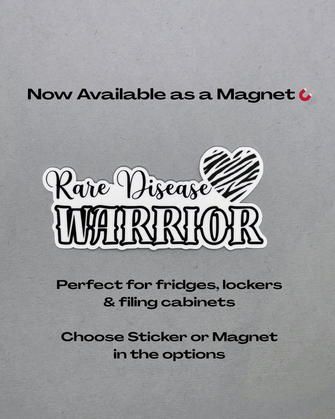 Rare Disease Warrior with Heart Sticker or Magnet