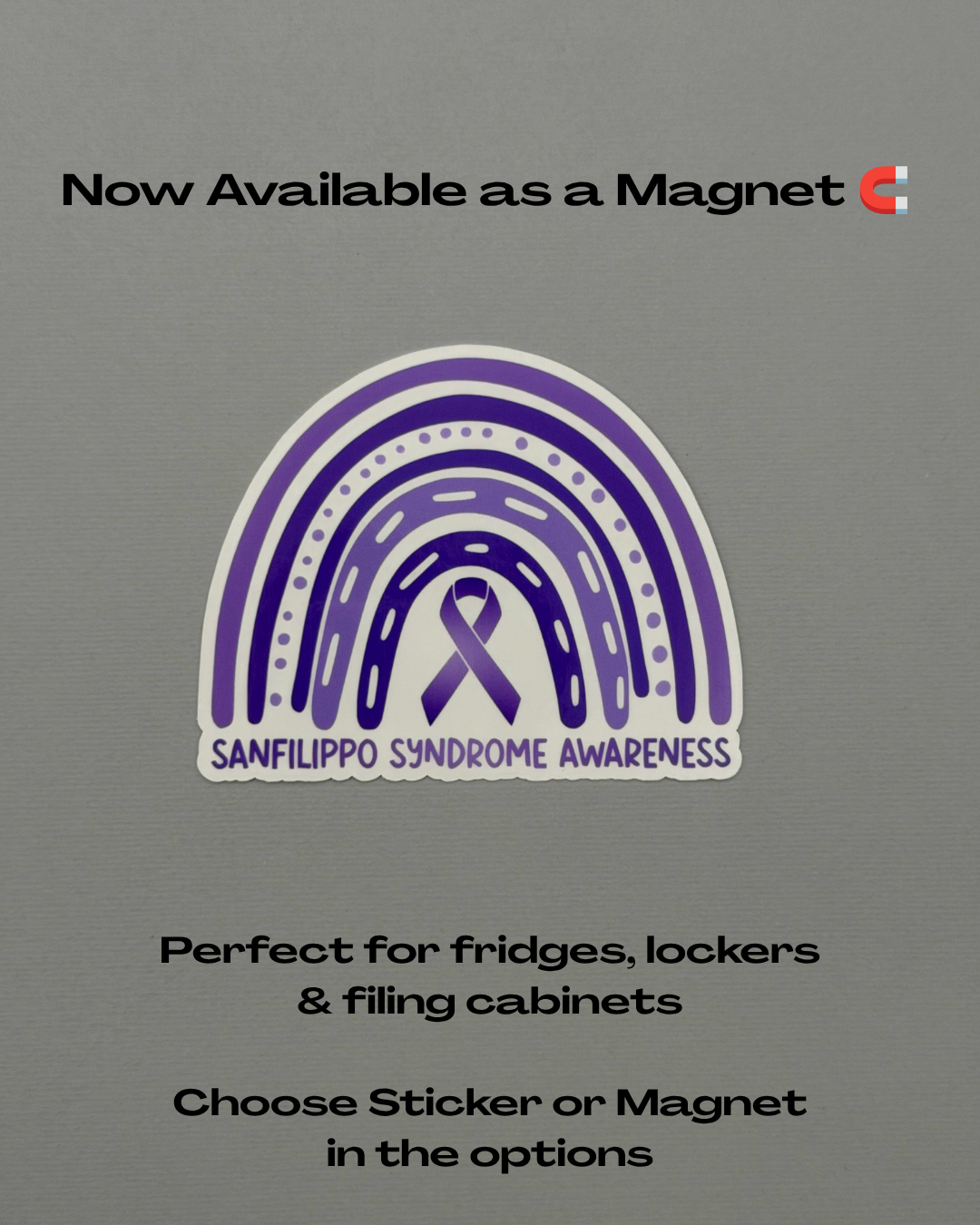 Sanfilippo Syndrome Awareness Rainbow Sticker or Magnet