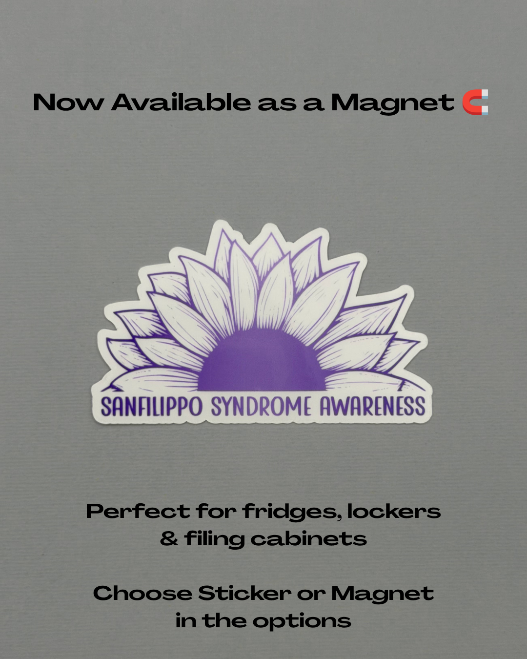 Sanfilippo Syndrome Awareness Sunflower Sticker or Magnet