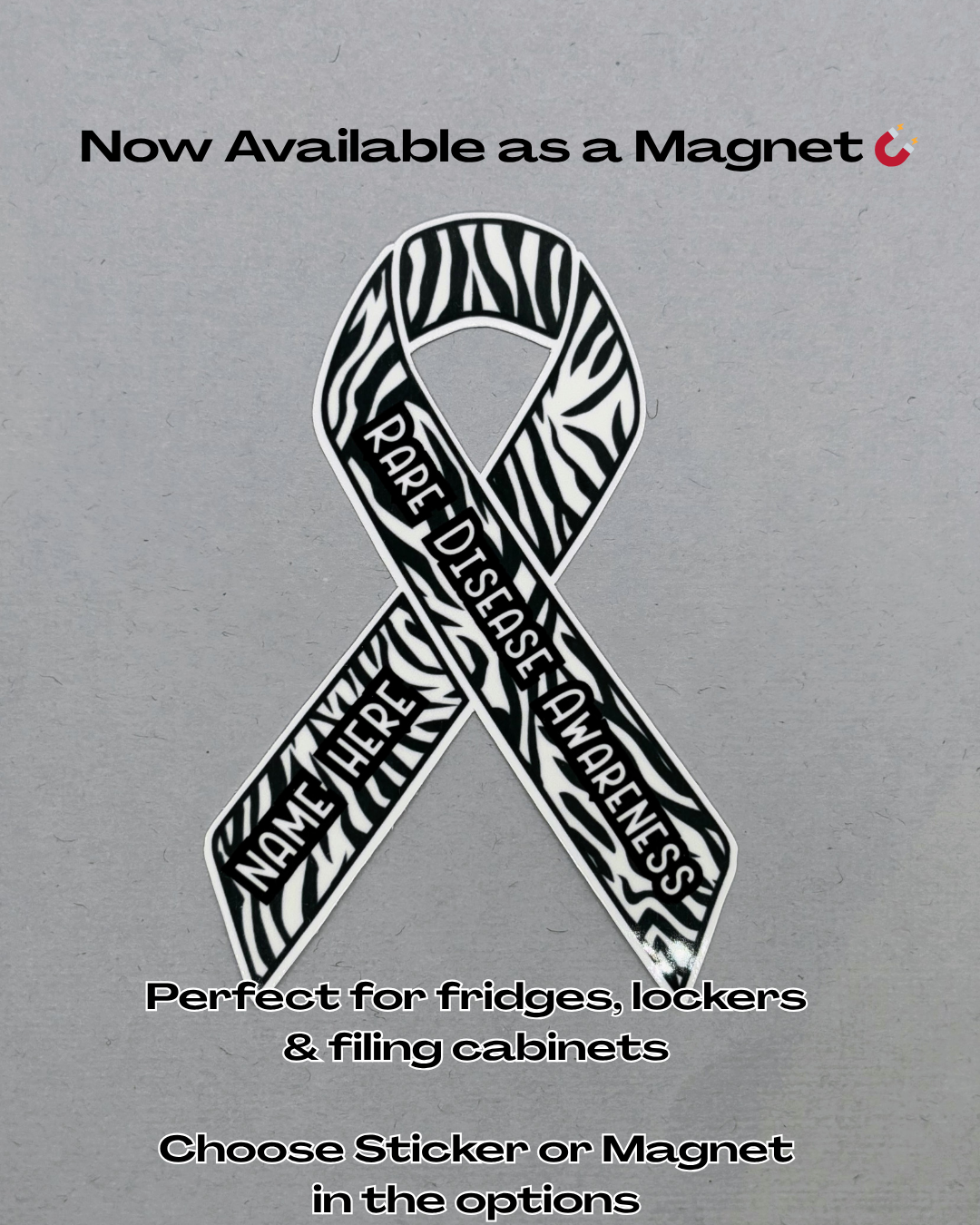 Rare Disease Awareness Custom Ribbon Sticker or Magnet