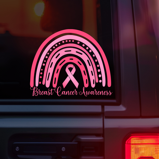 Breast Cancer Awareness Rainbow Car Decal