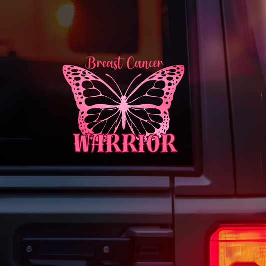 Breast Cancer Warrior Butterfly Car Decal