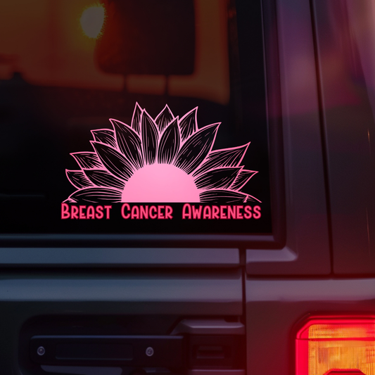 Breast Cancer Awareness Sunflower Car Decal