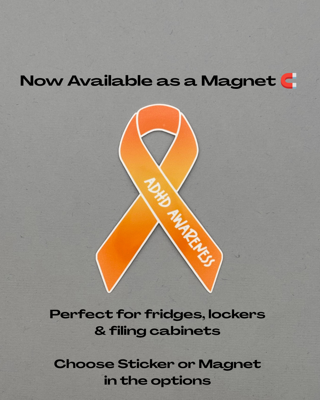 ADHD Awareness Ribbon Sticker or Magnet