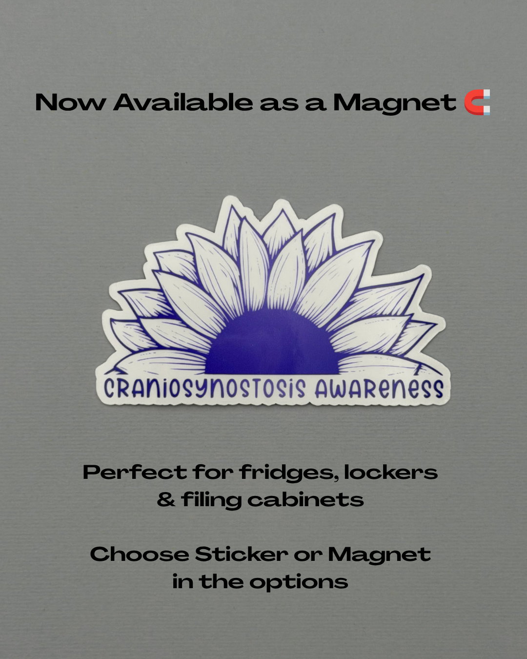 Craniosynostosis Awareness Sunflower Sticker or Magnet