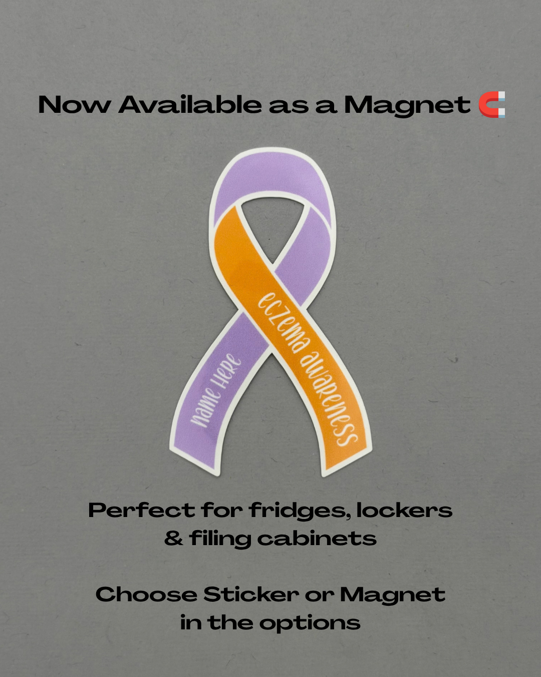 Eczema Awareness Custom Ribbon Sticker or Magnet
