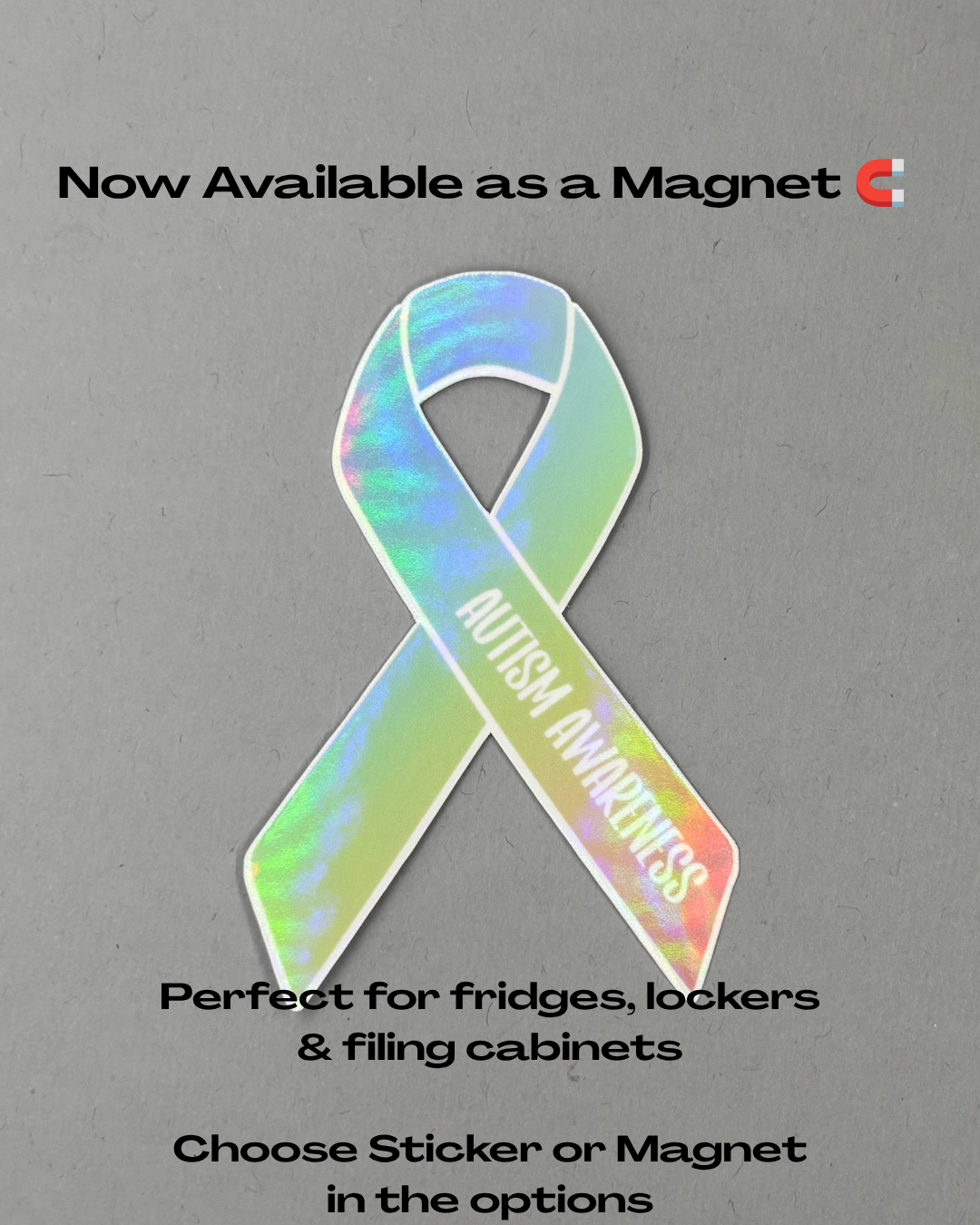 Autism Awareness Ribbon Holographic Sticker or Magnet