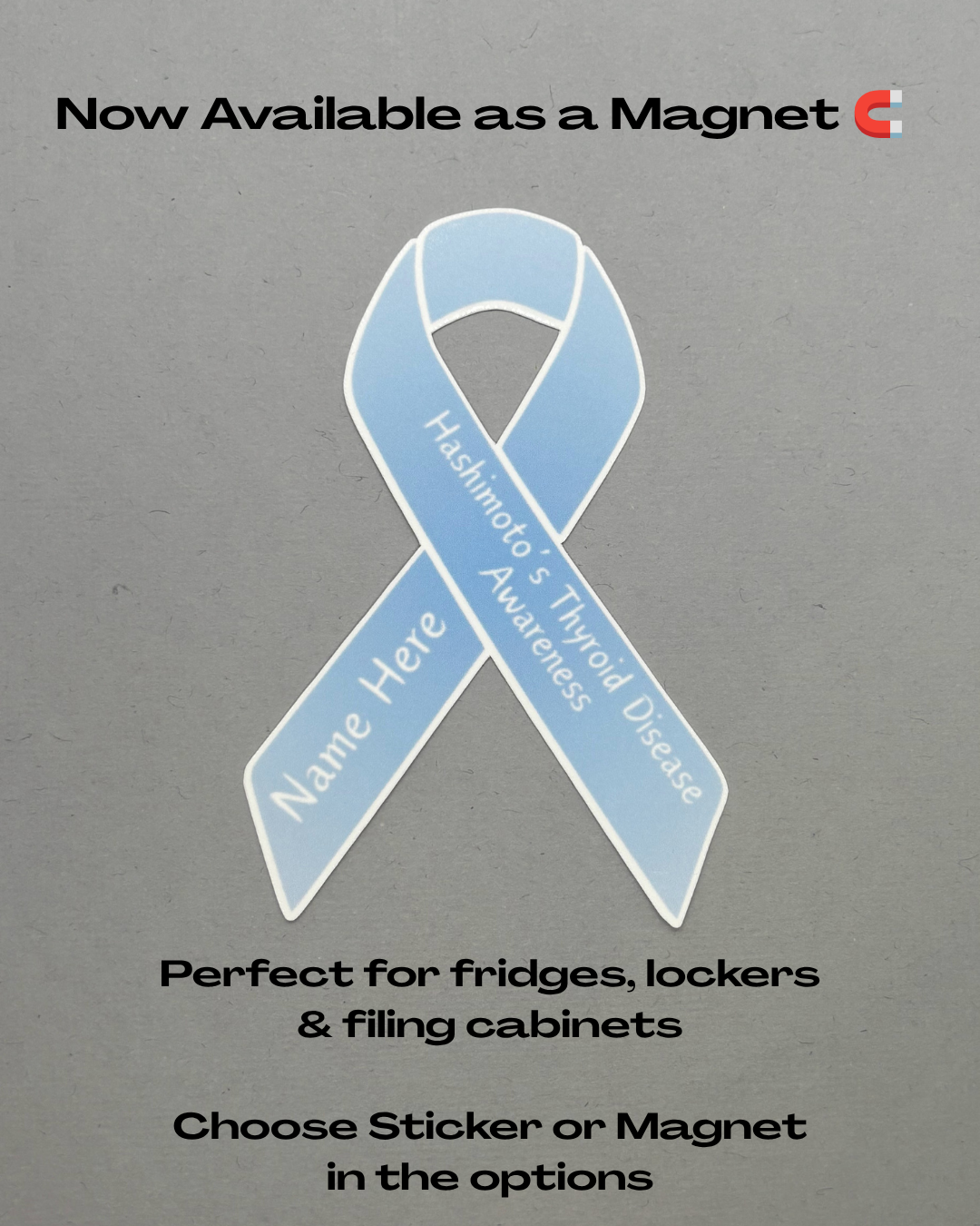 Hashimoto's Thyroid Disease Awareness Custom Ribbon Sticker or Magnet