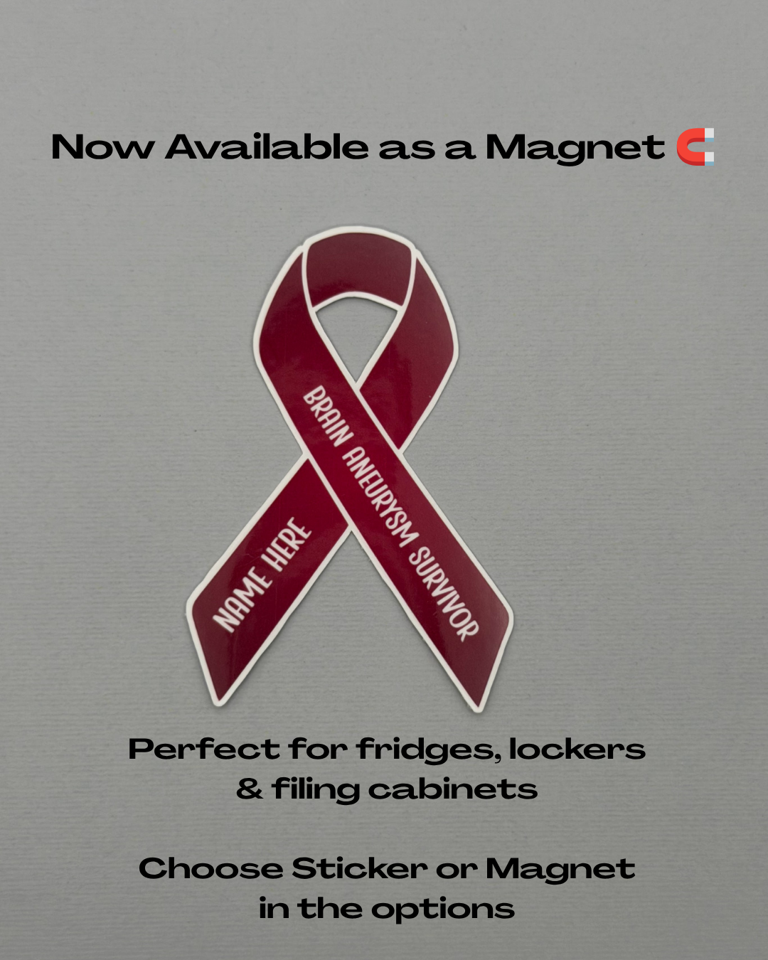 Brain Aneurysm Survivor Custom Ribbon Sticker or Magnet