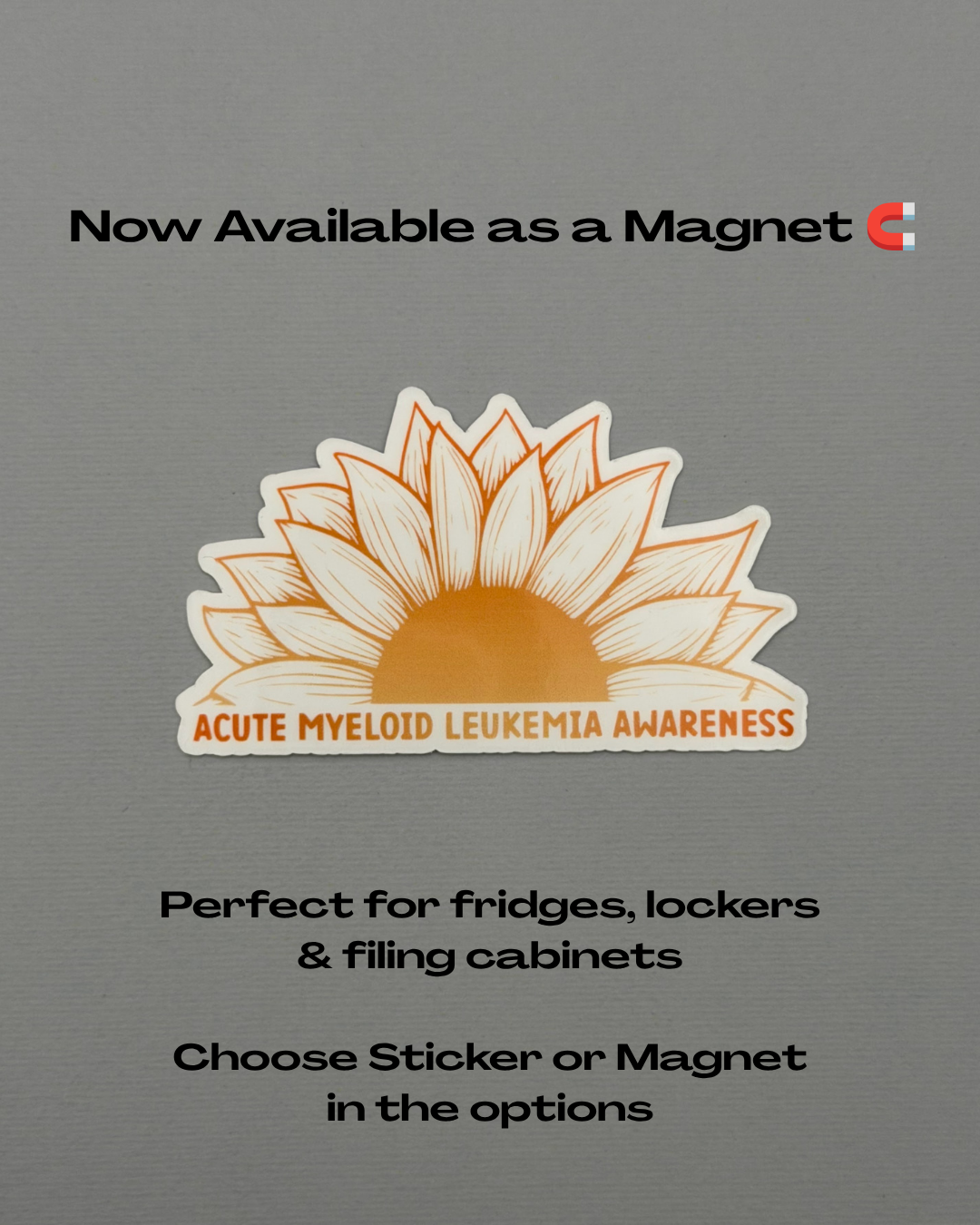 Acute Myeloid Leukemia Awareness Sunflower Sticker or Magnet | AML