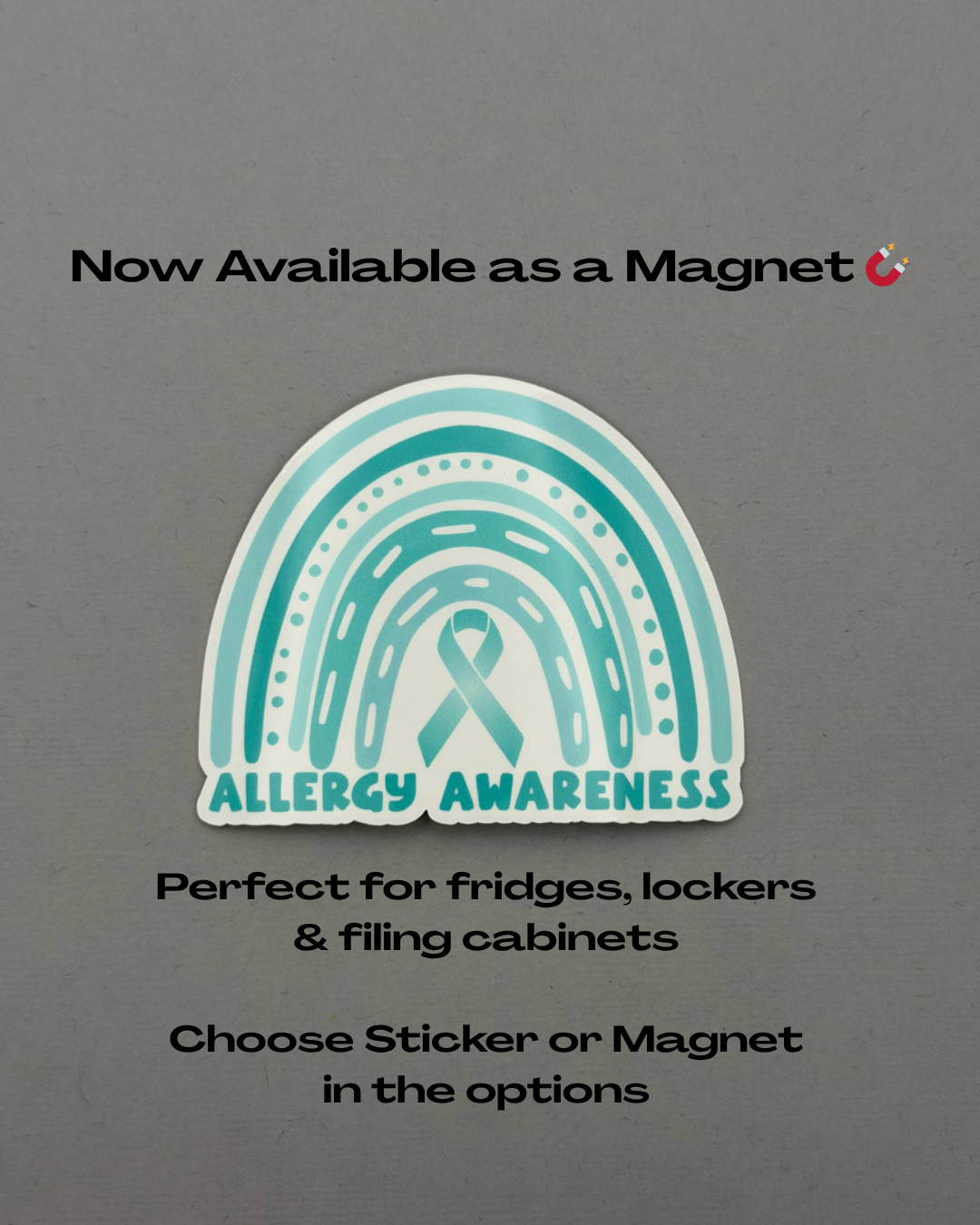 Allergy Awareness Rainbow Sticker or Magnet