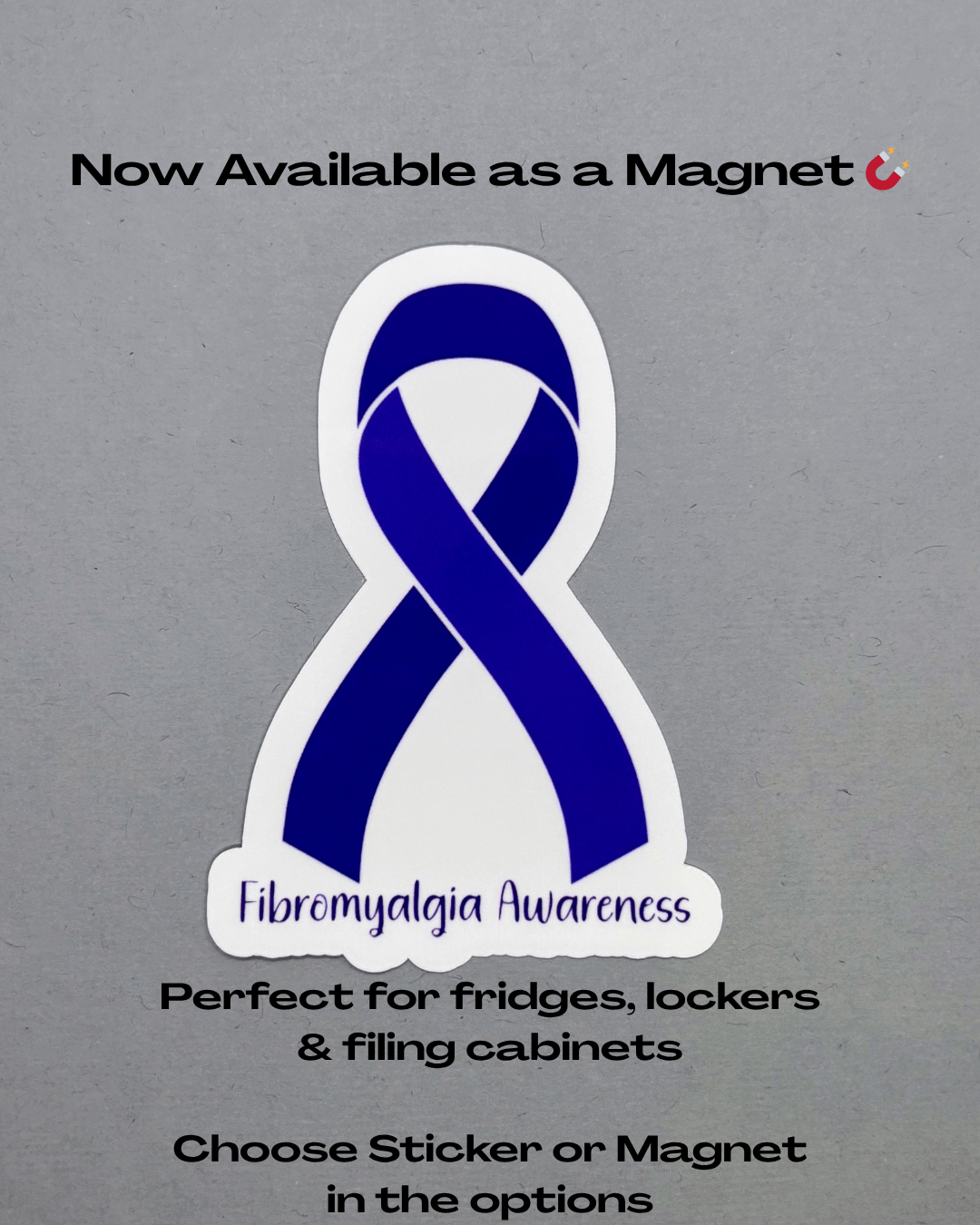 Fibromyalgia Awareness Ribbon Sticker or Magnet