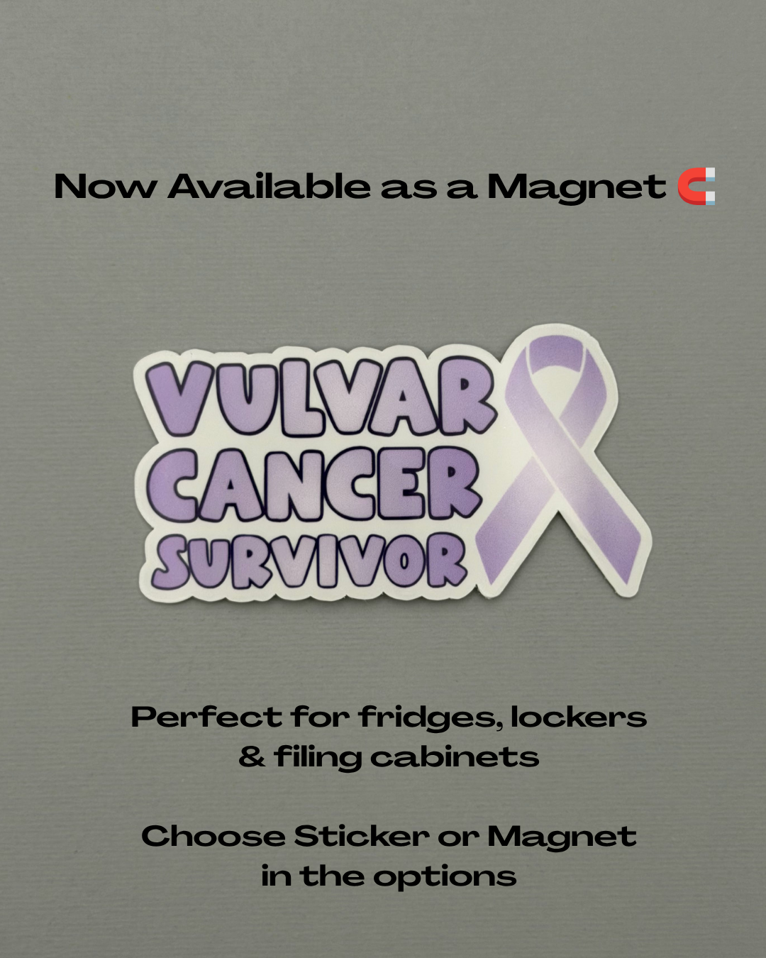 Vulvar Cancer Survivor with Ribbon Sticker or Magnet