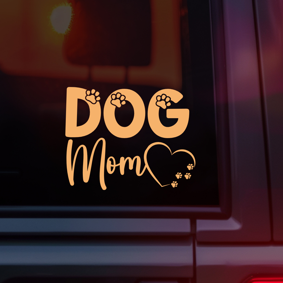 Dog Mom Car Decal - Orange