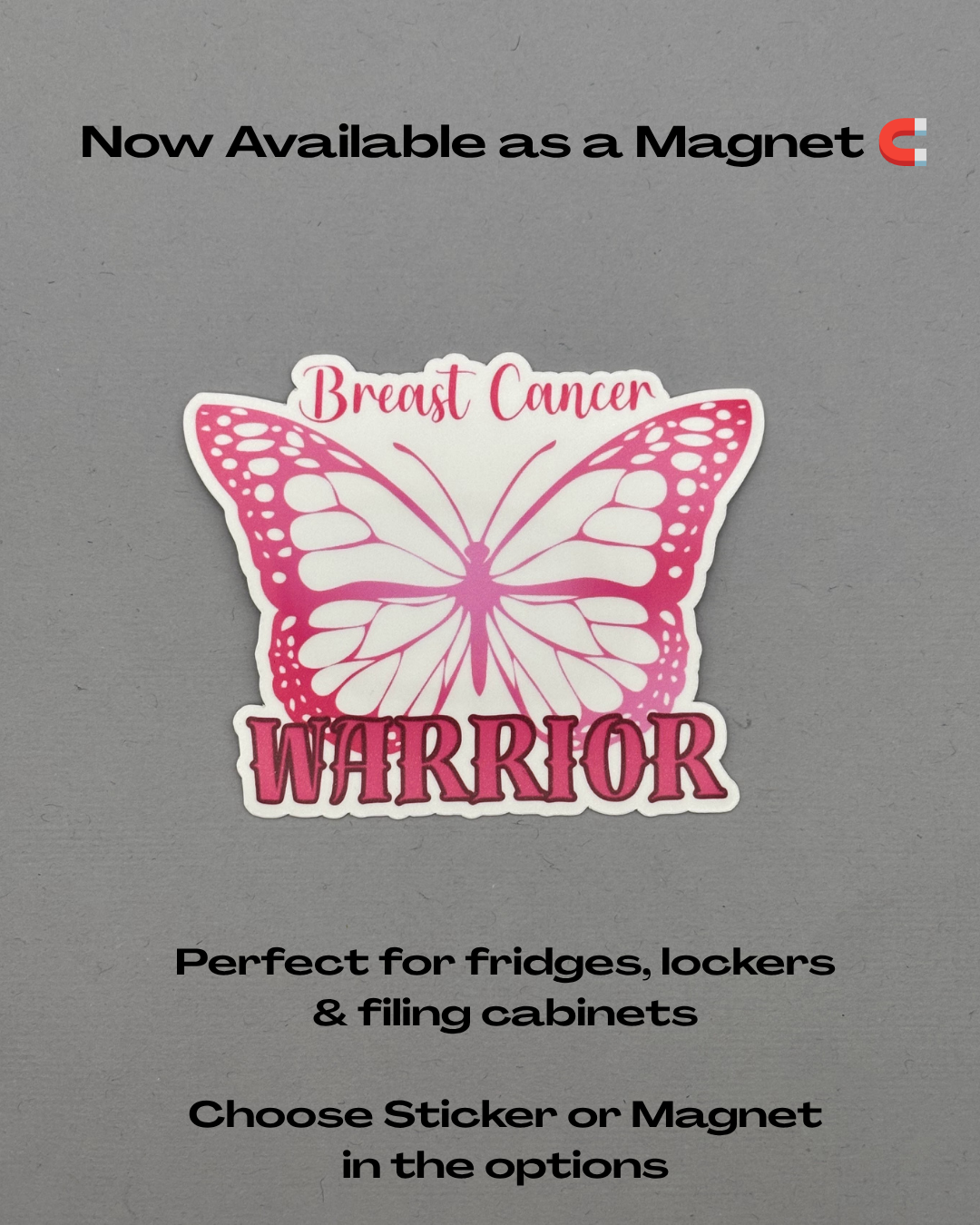 Breast Cancer Warrior Butterfly Sticker or Magnet