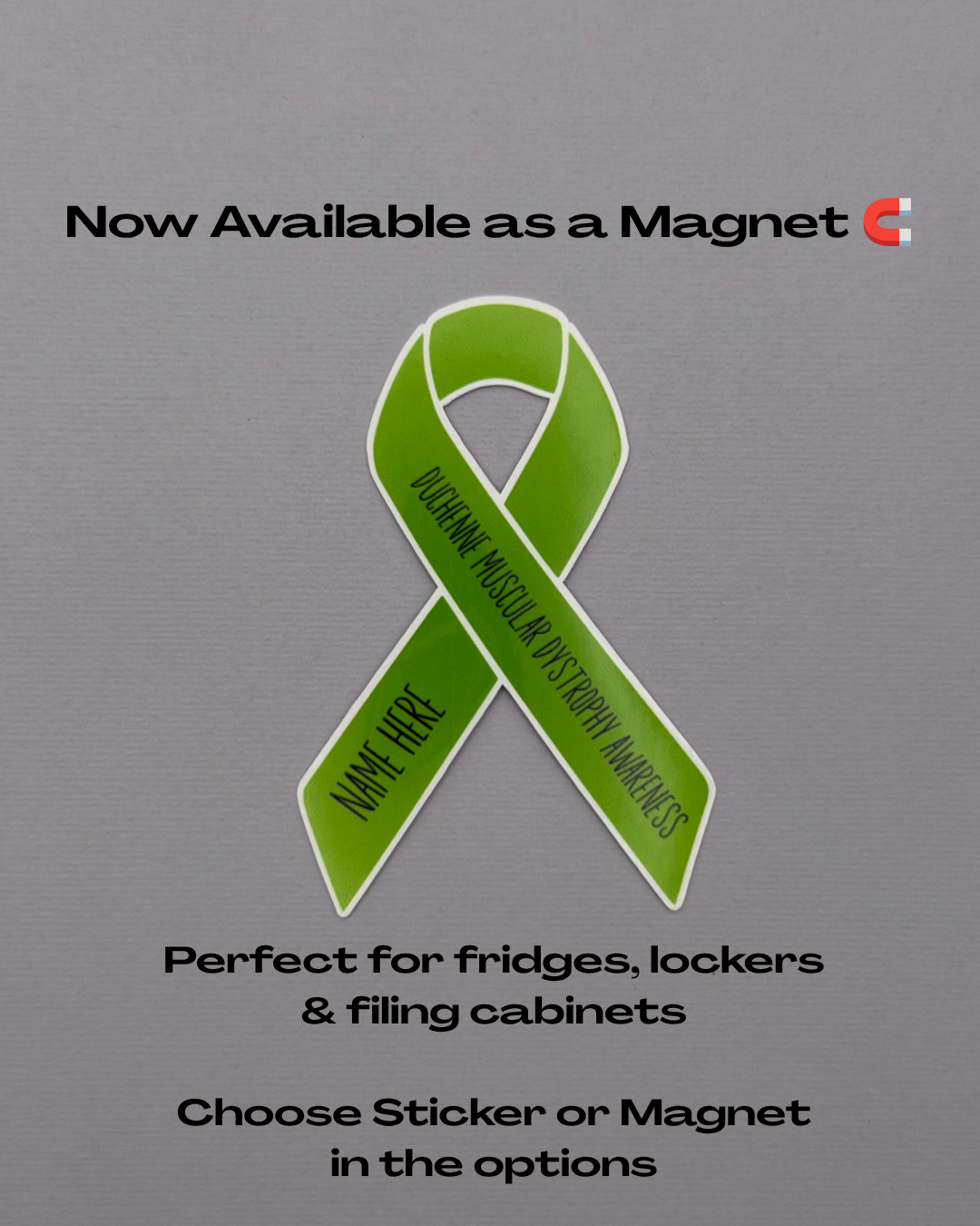 Duchenne Muscular Dystrophy Awareness Custom Ribbon Sticker or Magnet