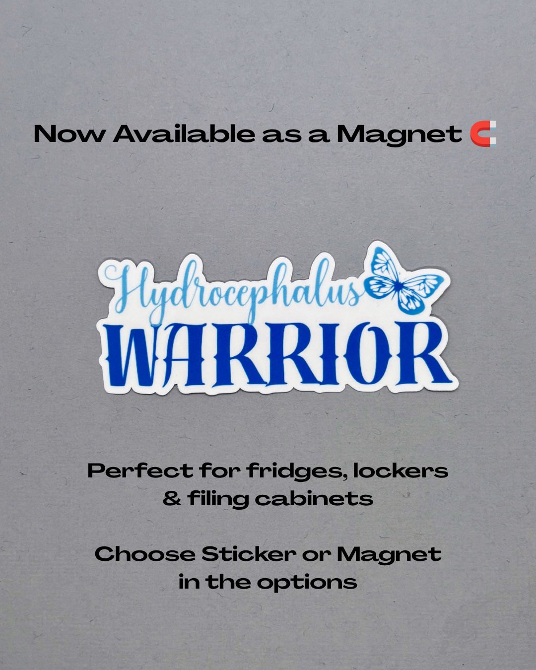 Hydrocephalus Warrior Butterfly Sticker or Magnet