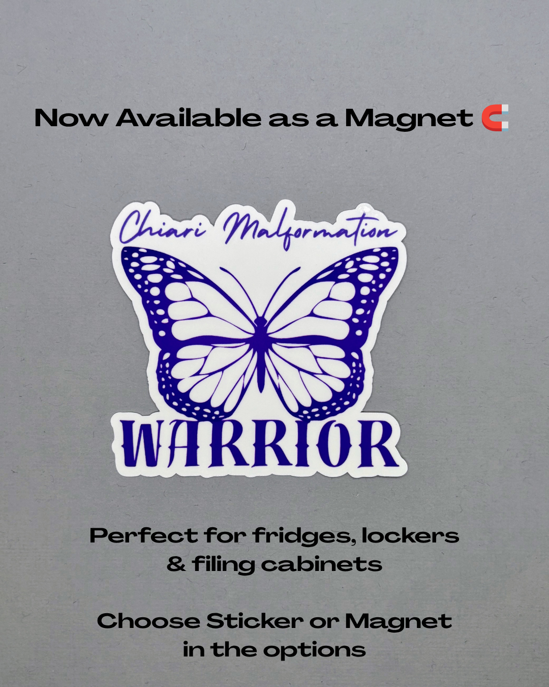 Chiari Malformation Warrior Butterfly Sticker or Magnet