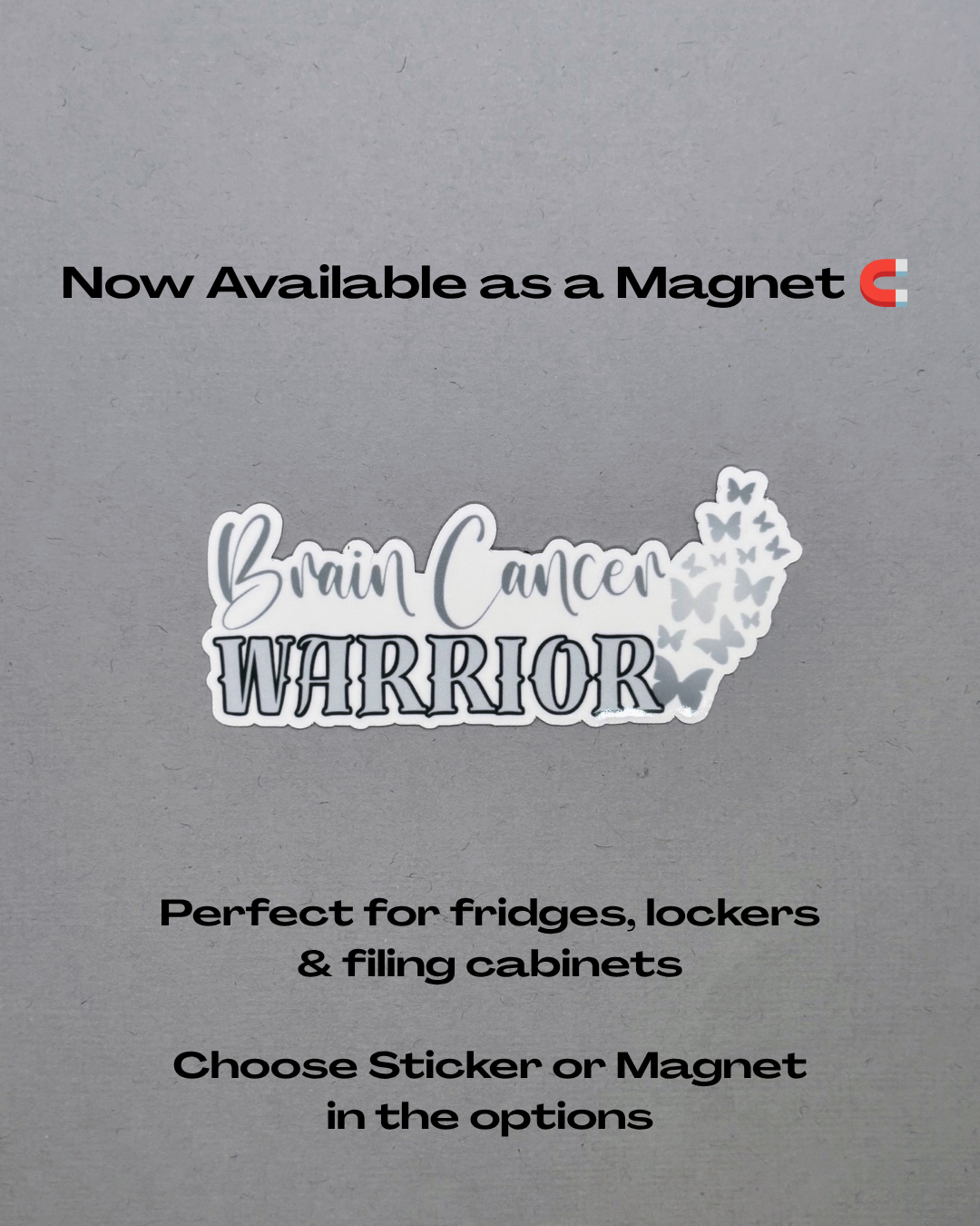Brain Cancer Warrior Butterflies Sticker or Magnet