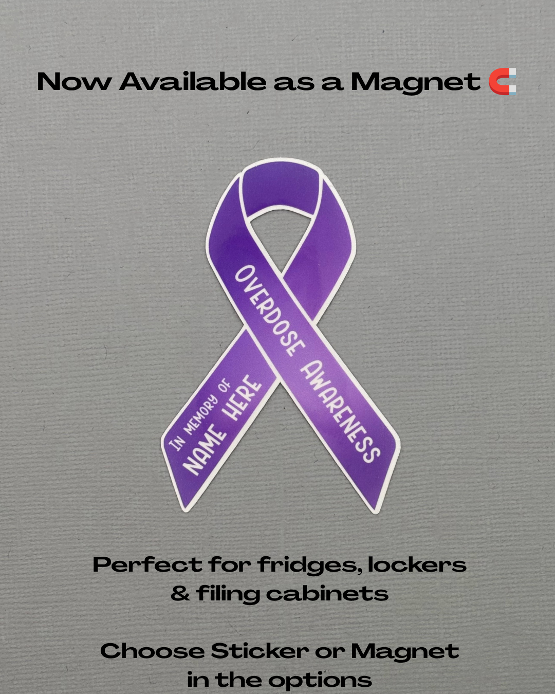 Overdose Awareness In memory of Custom Ribbon Sticker or Magnet