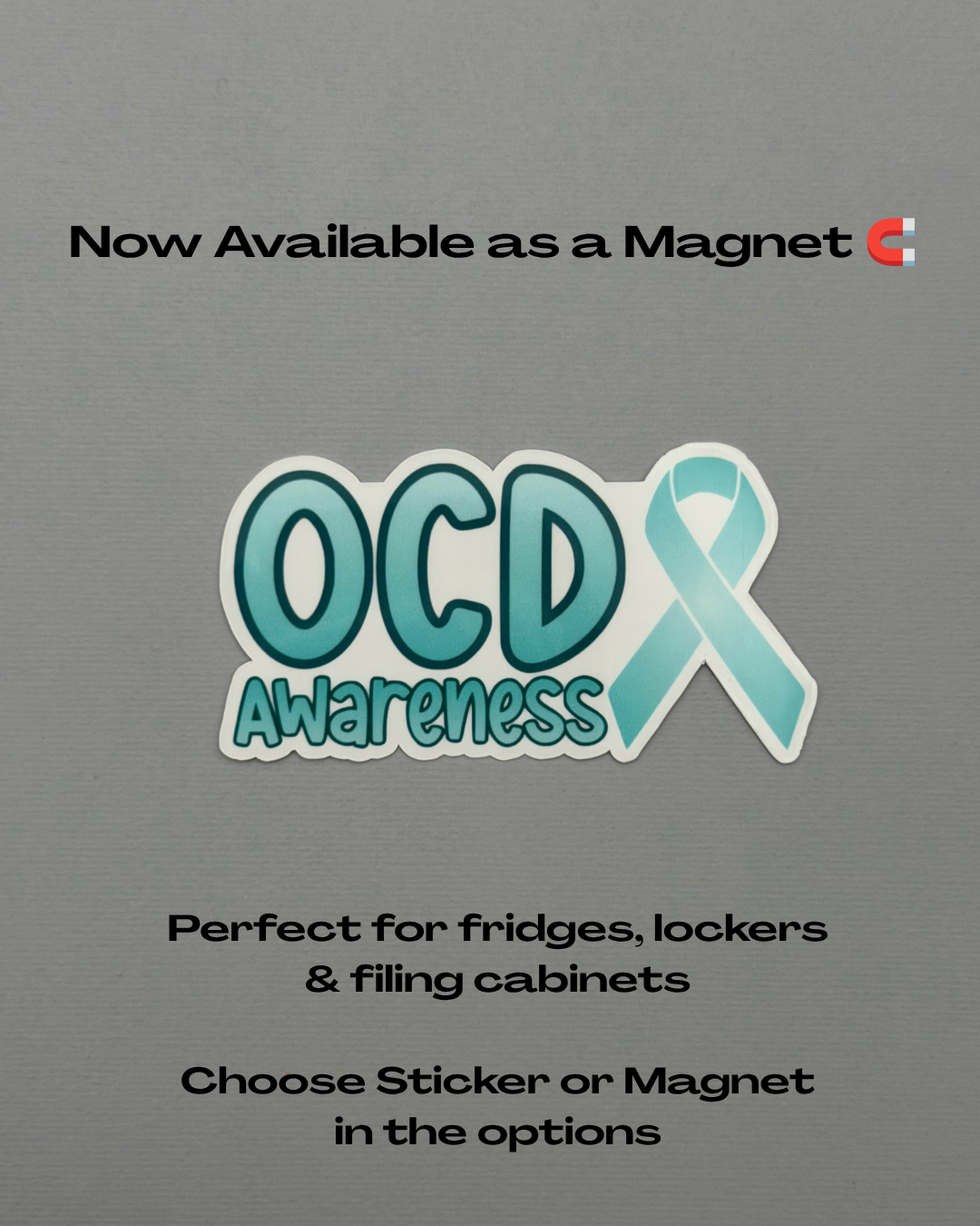 OCD Awareness with Ribbon Sticker or Magnet | Obsessive-Compulsive Disorder