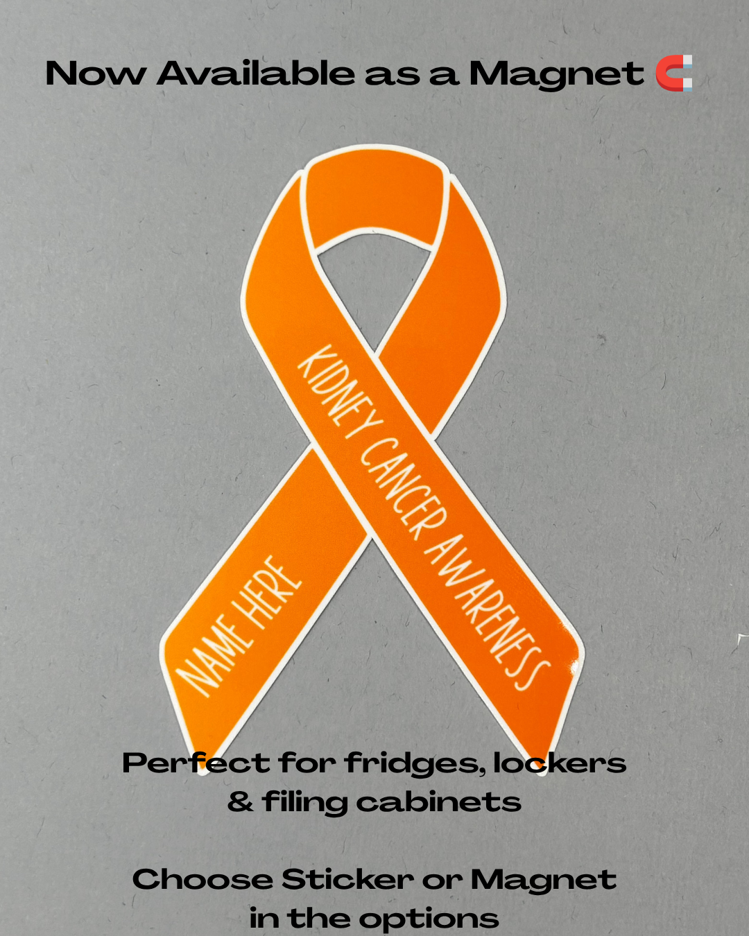 Kidney Cancer Awareness Custom Ribbon Sticker or Magnet