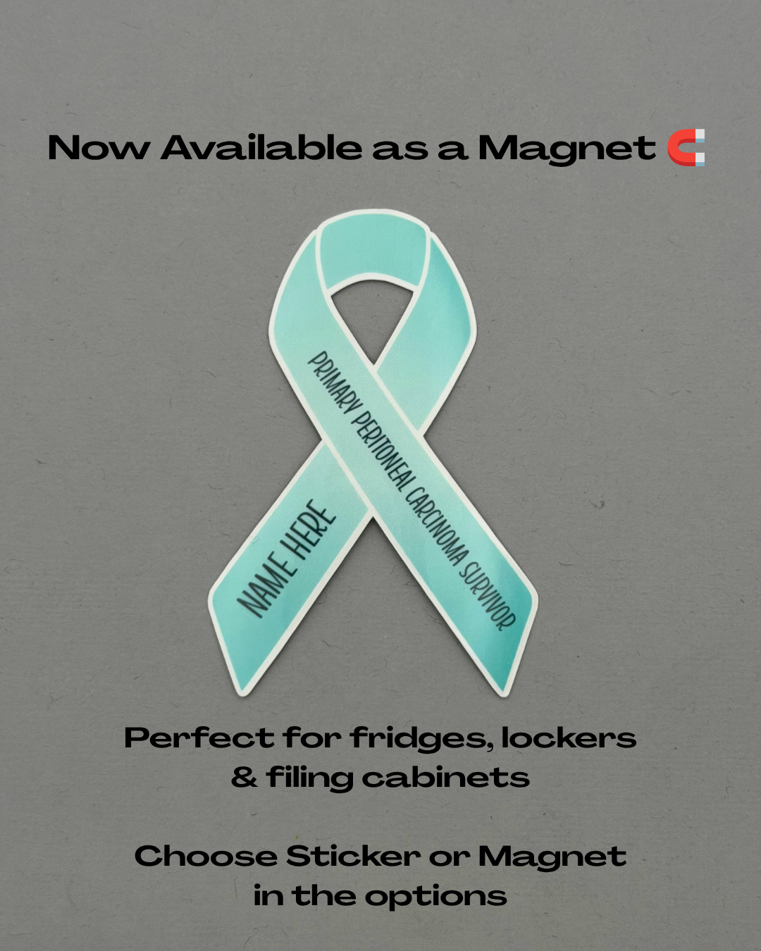 Primary Peritoneal Carcinoma Survivor Custom Ribbon Sticker or Magnet
