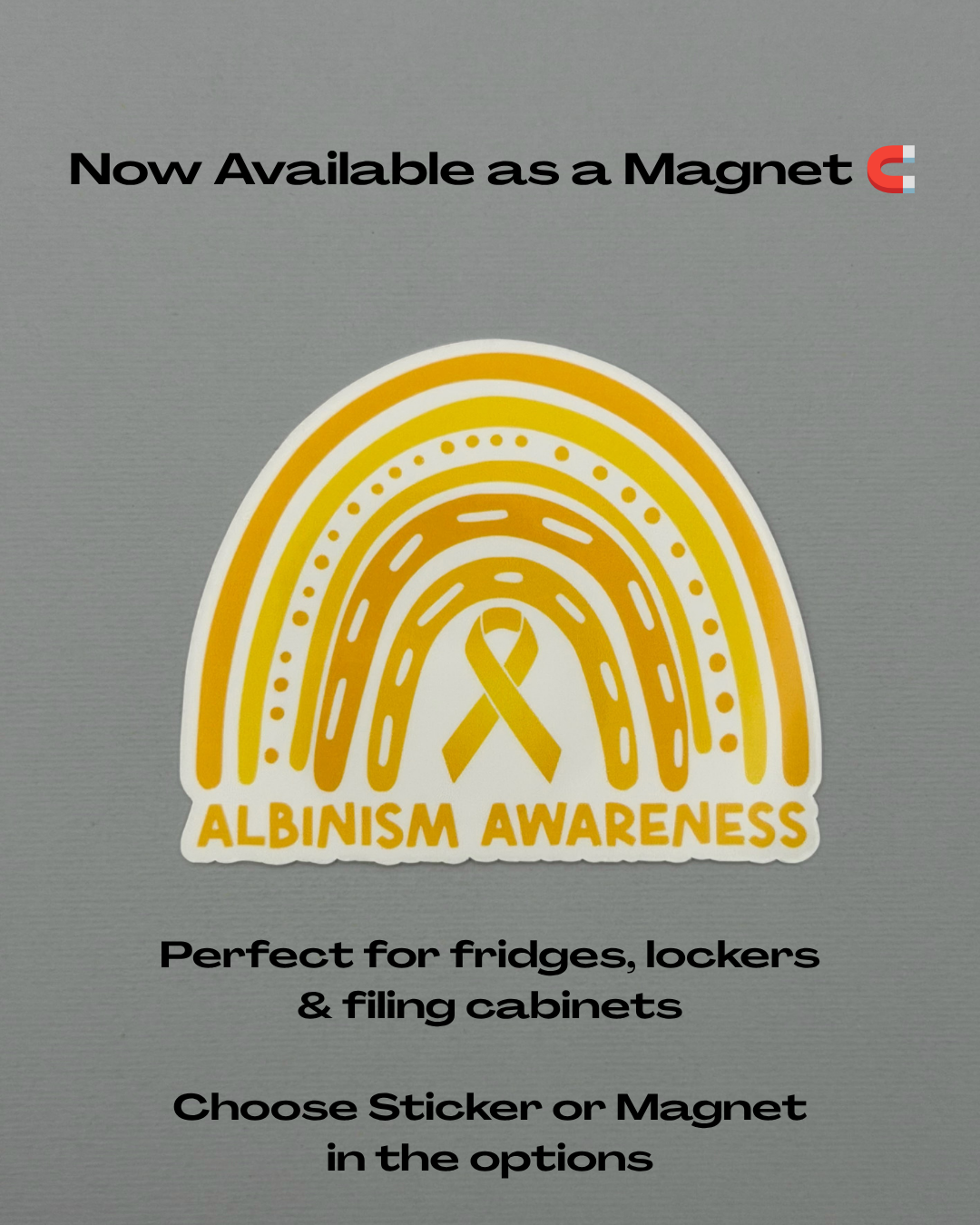 Albinism Awareness Rainbow Sticker or Magnet