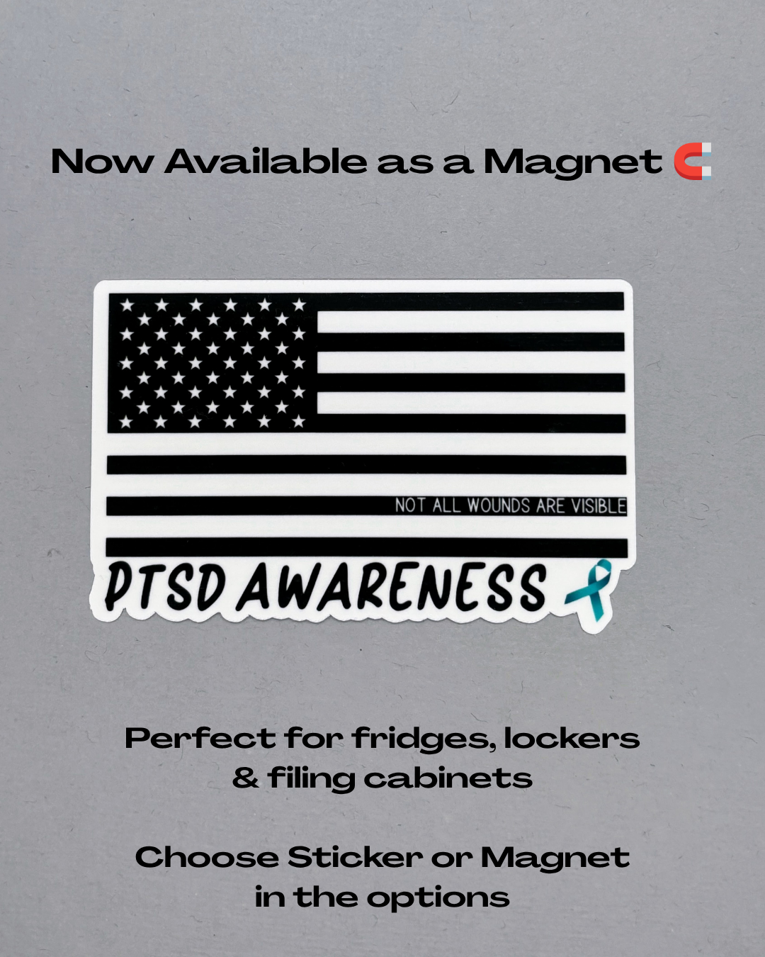 PTSD Awareness American Flag Sticker or Magnet