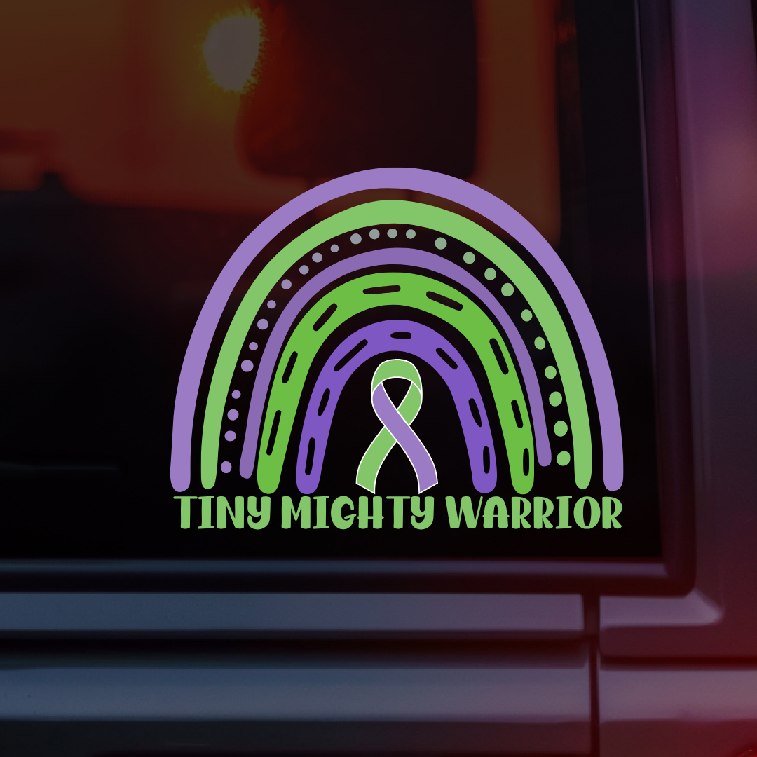 Tiny Mighty Warrior Rainbow Car Decal | NICU & Preemie Awareness