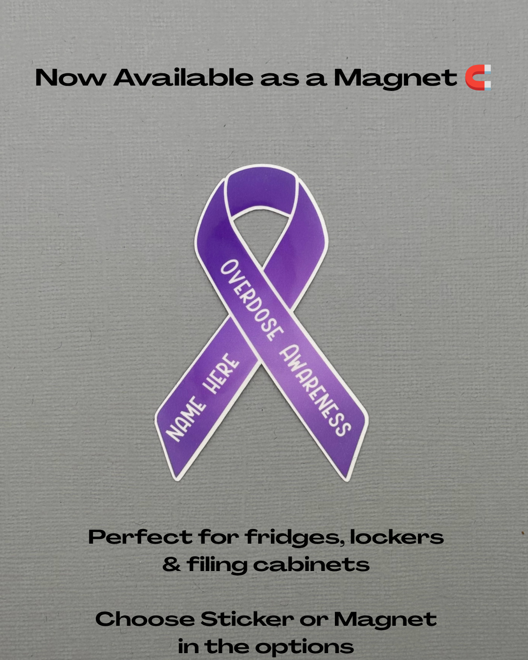 Overdose Awareness Custom Ribbon Sticker or Magnet