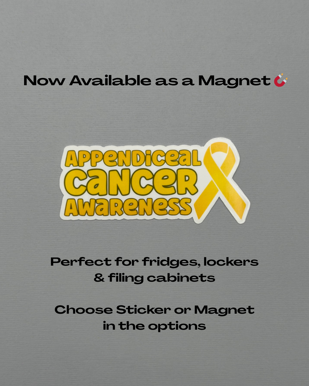 Appendiceal Cancer Awareness with Ribbon Sticker or Magnet