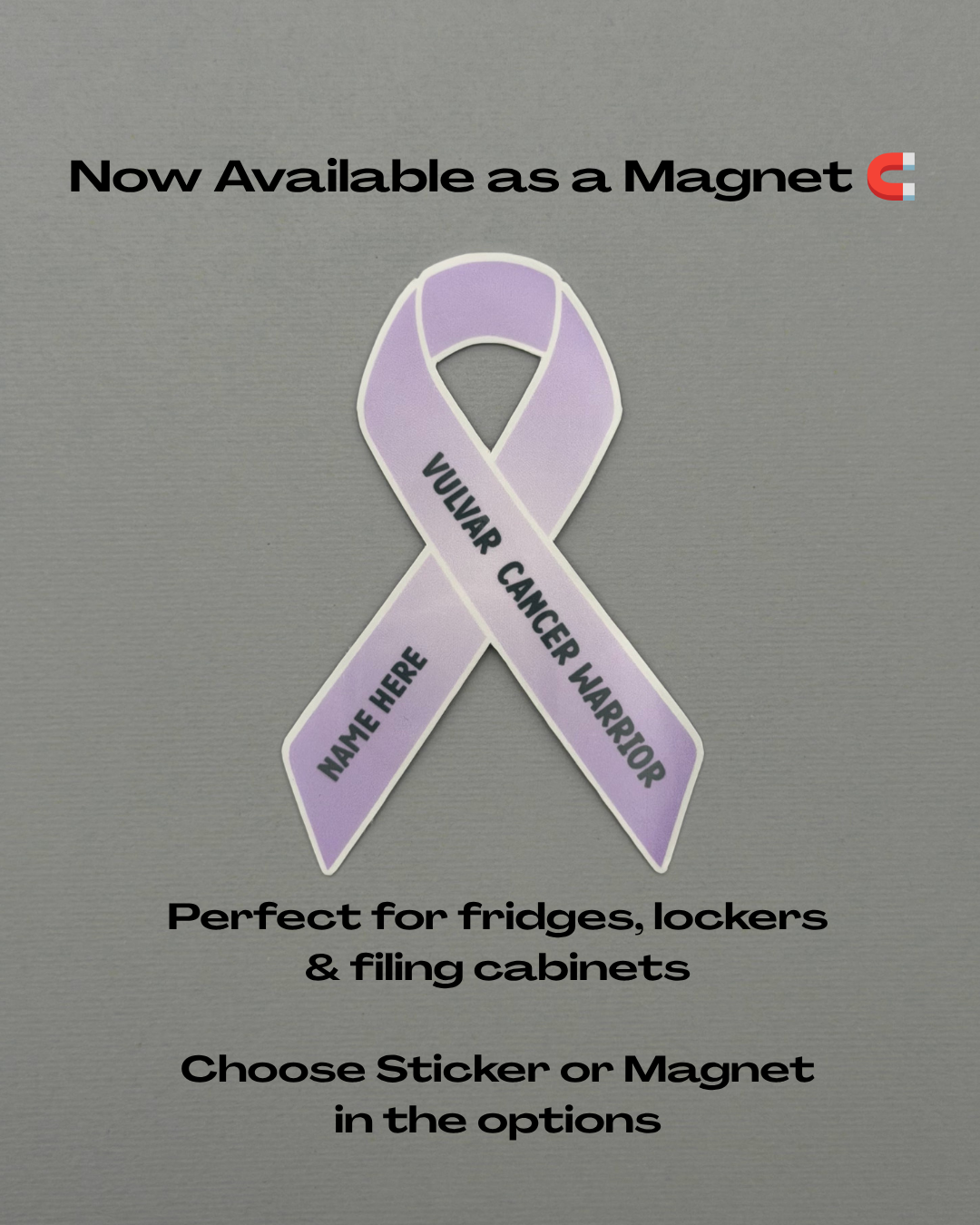 Vulvar Cancer Warrior Custom Ribbon Sticker or Magnet