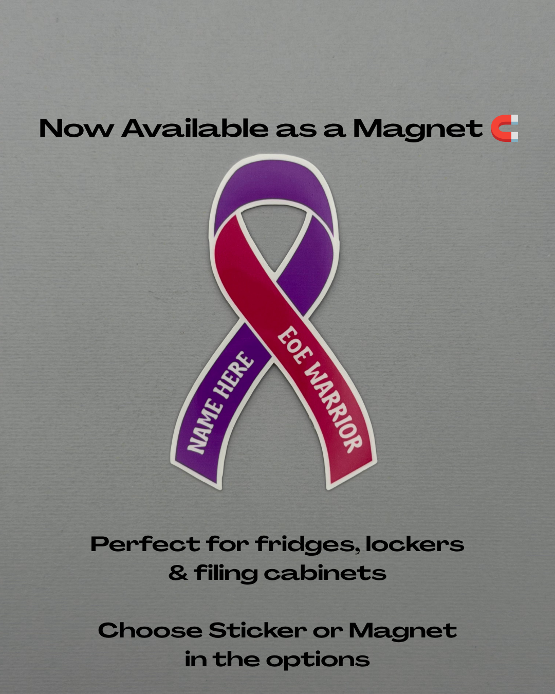 EoE Warrior Custom Ribbon Sticker or Magnet | Eosinophilic Esophagitis