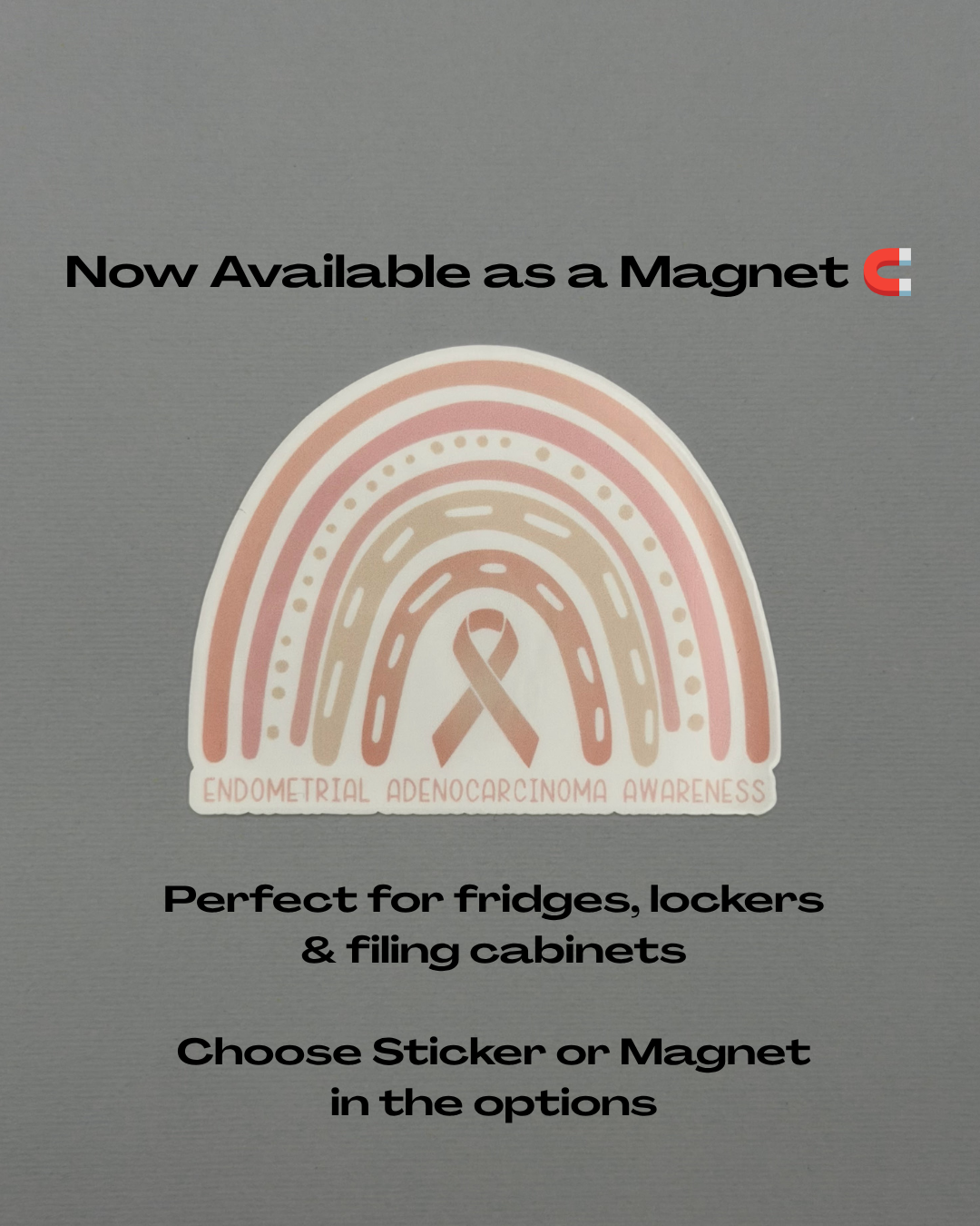 Endometrial Adenocarcinoma Awareness Rainbow Sticker or Magnet