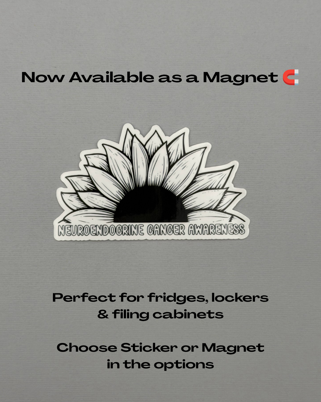 Neuroendocrine Cancer Awareness Sunflower Sticker or Magnet