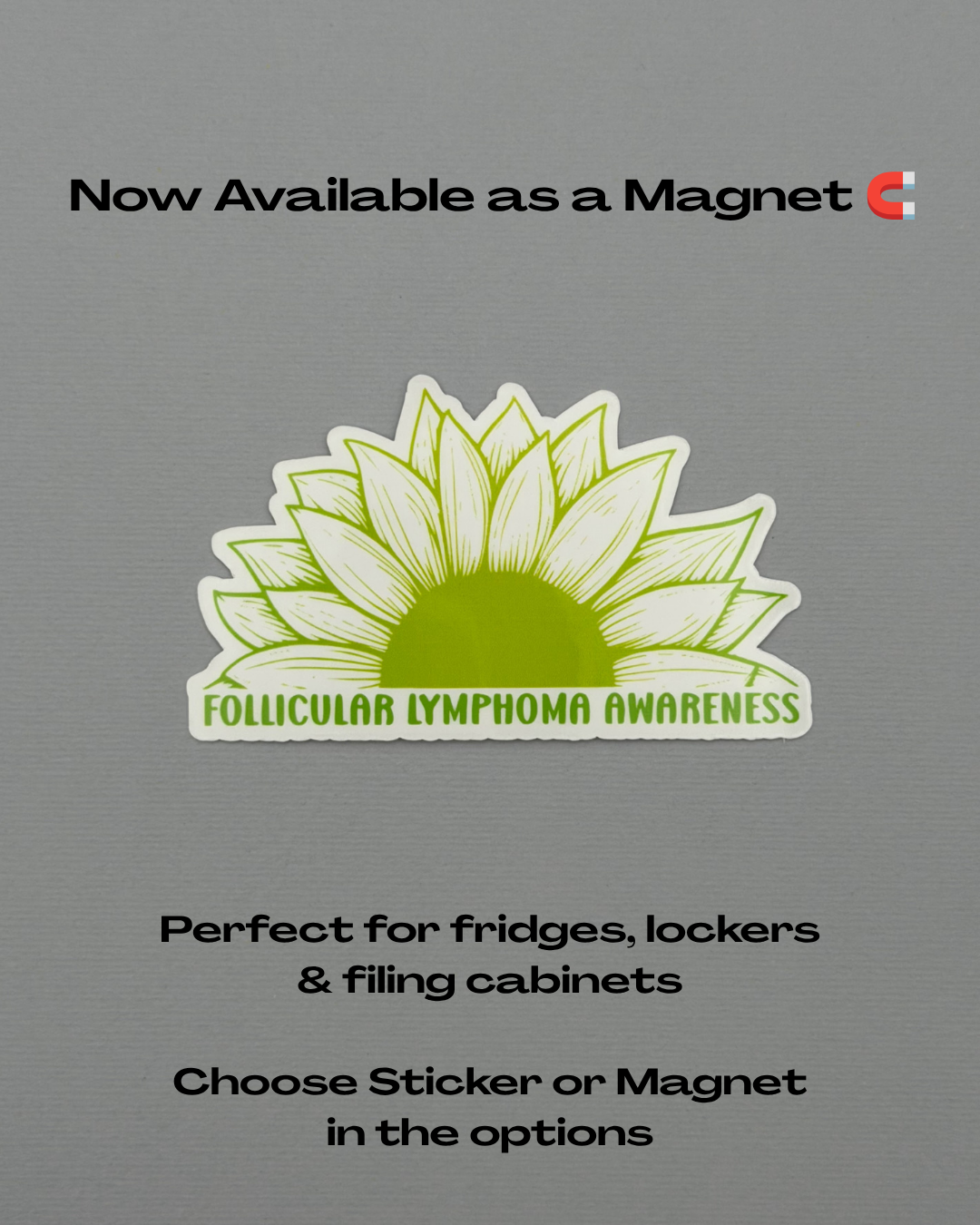 Follicular Lymphoma Awareness Sunflower Sticker or Magnet